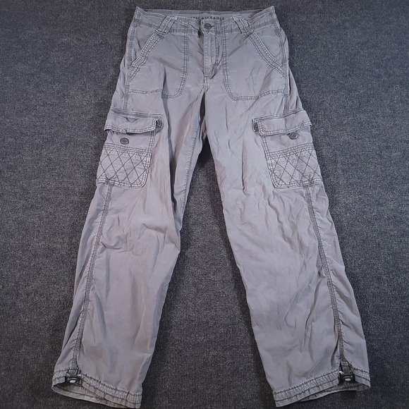 American Eagle Womens Pants‎ 6 Grey Cargo Baggy Jogger Y2K Skater Stretch - Picture 2 of 13